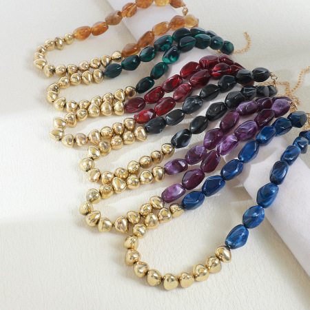 Simple Series Retro Irregular Shape Beads Acrylic Women's Beaded Necklaces 2