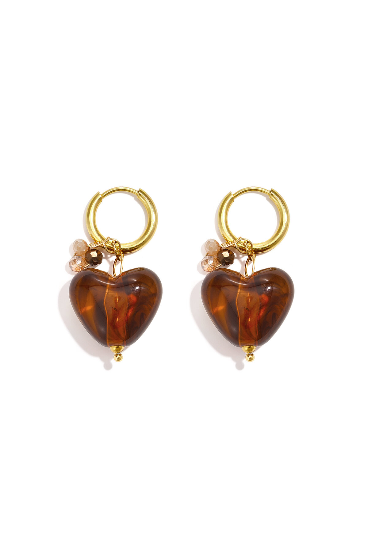 Herzförmige Ohrringe aus Edelstahlperlen, schlichte Alltags-Serie, Damenschmuck
