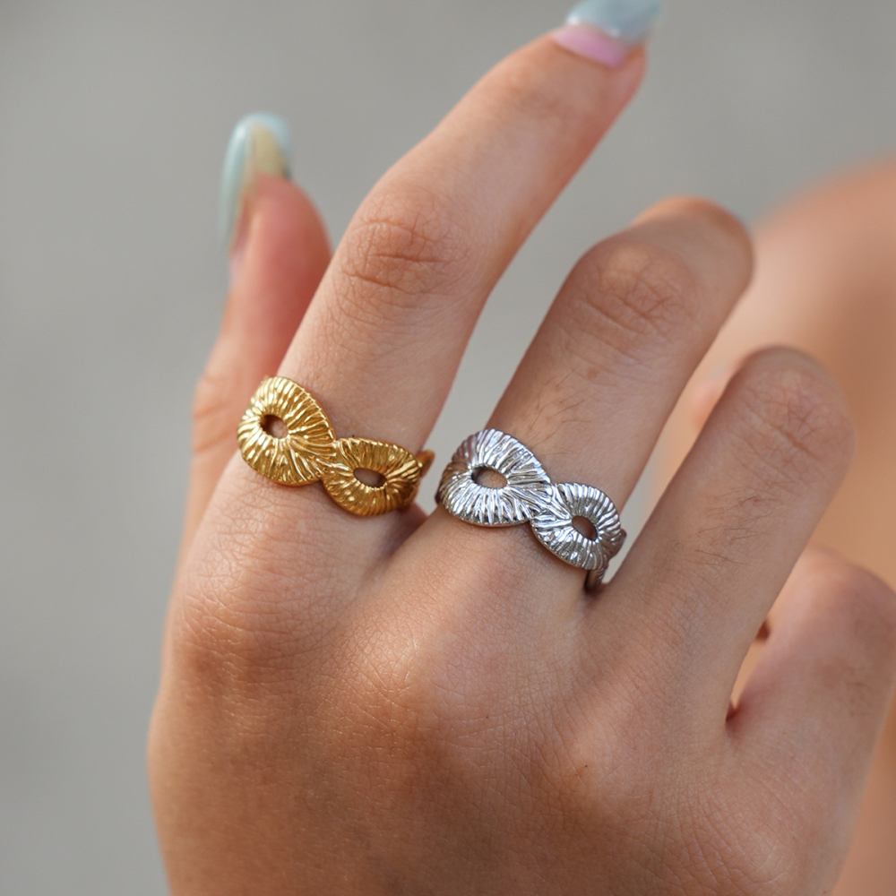 Simple Series Daily Irregular Shape Stainless Steel Waterproof Gold Color Statement Rings h5Picture5