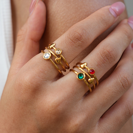 Simple Series Daily Irregular Shape Stainless Steel Waterproof   Gold Color  Zircon Statement Rings