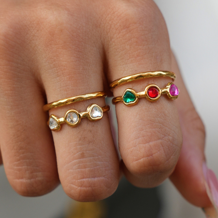 Simple Series Daily Irregular Shape Stainless Steel Waterproof   Gold Color  Zircon Statement Rings