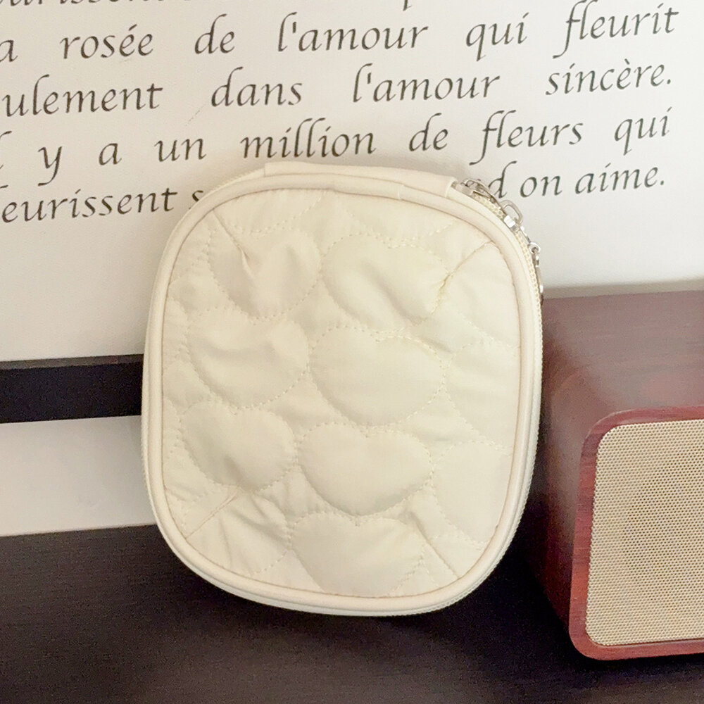 Simple Heart Solid Color Polyester Women's Makeup Bags