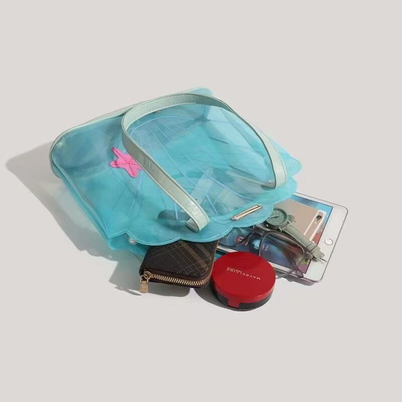 Transparente, Einfarbige Pvc-Schultertaschen Im Urlaubsstil Für Damen h5 Bild2