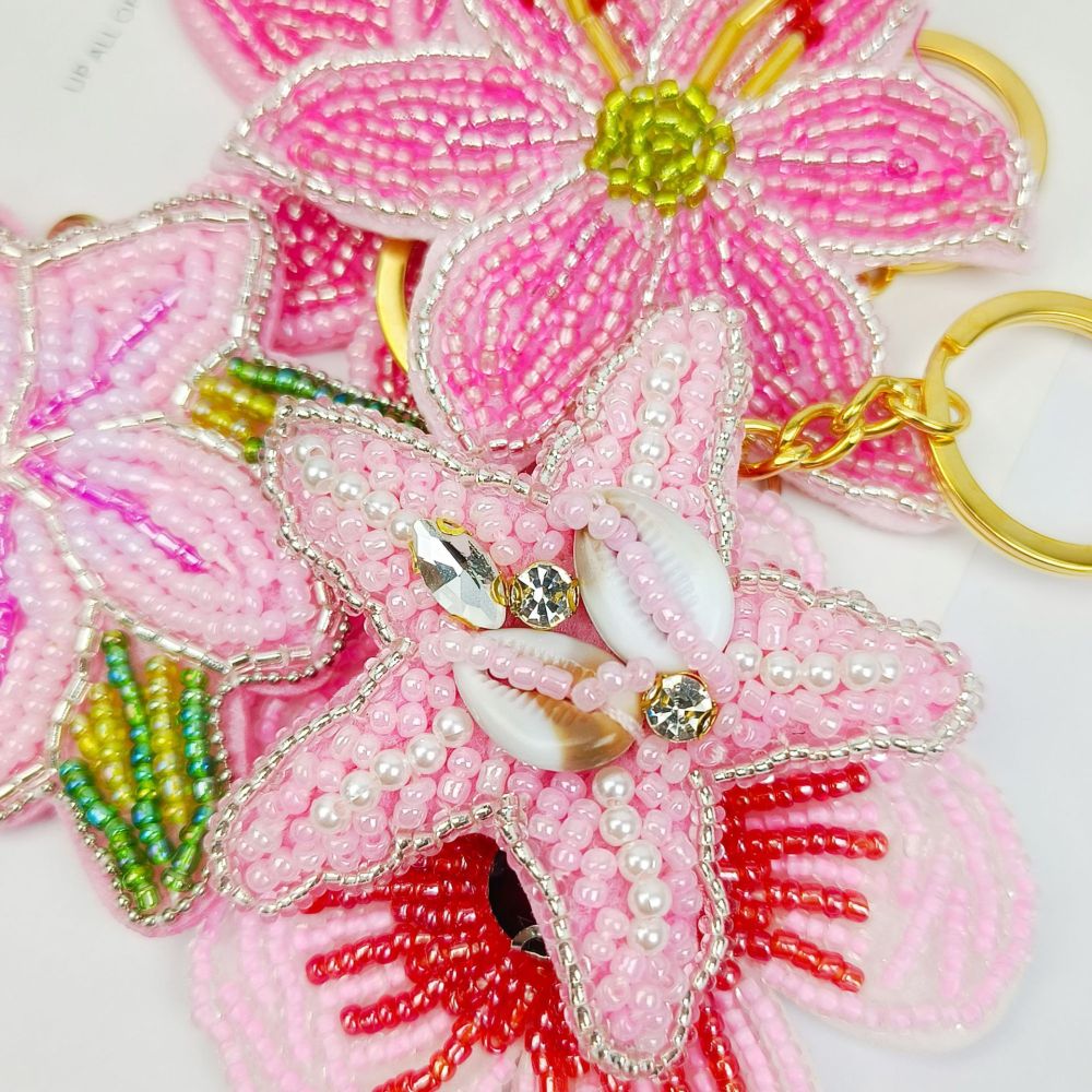 Simple Series Natural Flower Oceanic Style Beads Mixed Color Woven Starfish Seed Bead Keychain Picture5
