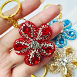 Luxurious Series Daily Flower Mixed Color Alloy Rhinestone Keychain h5 Picture3