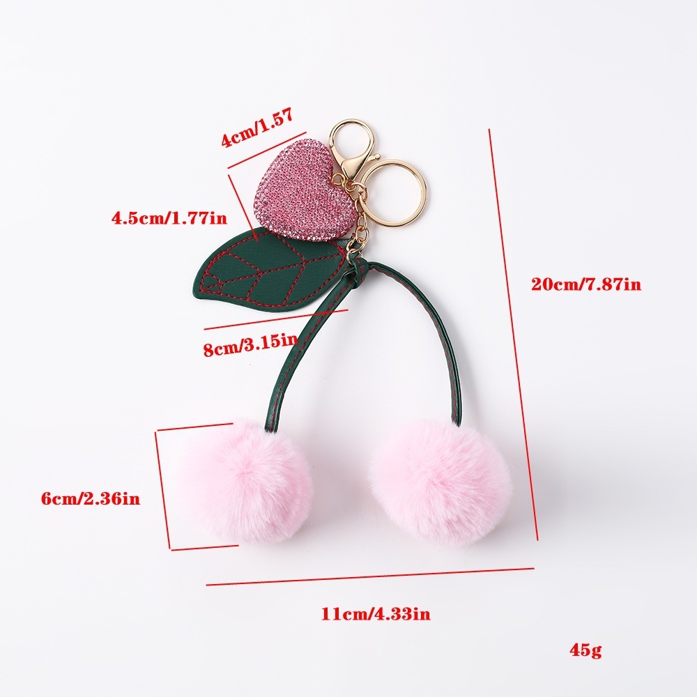 Simple Series Daily Heart Leaf Cherry Pu Rhinestone Bag Charms Picture4