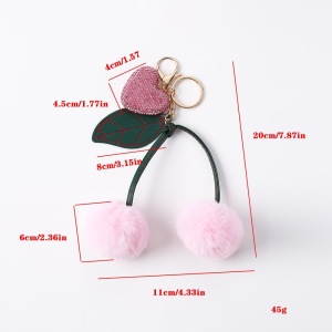 Simple Series Daily Heart Leaf Cherry Pu Rhinestone Bag Charms h5 Picture4