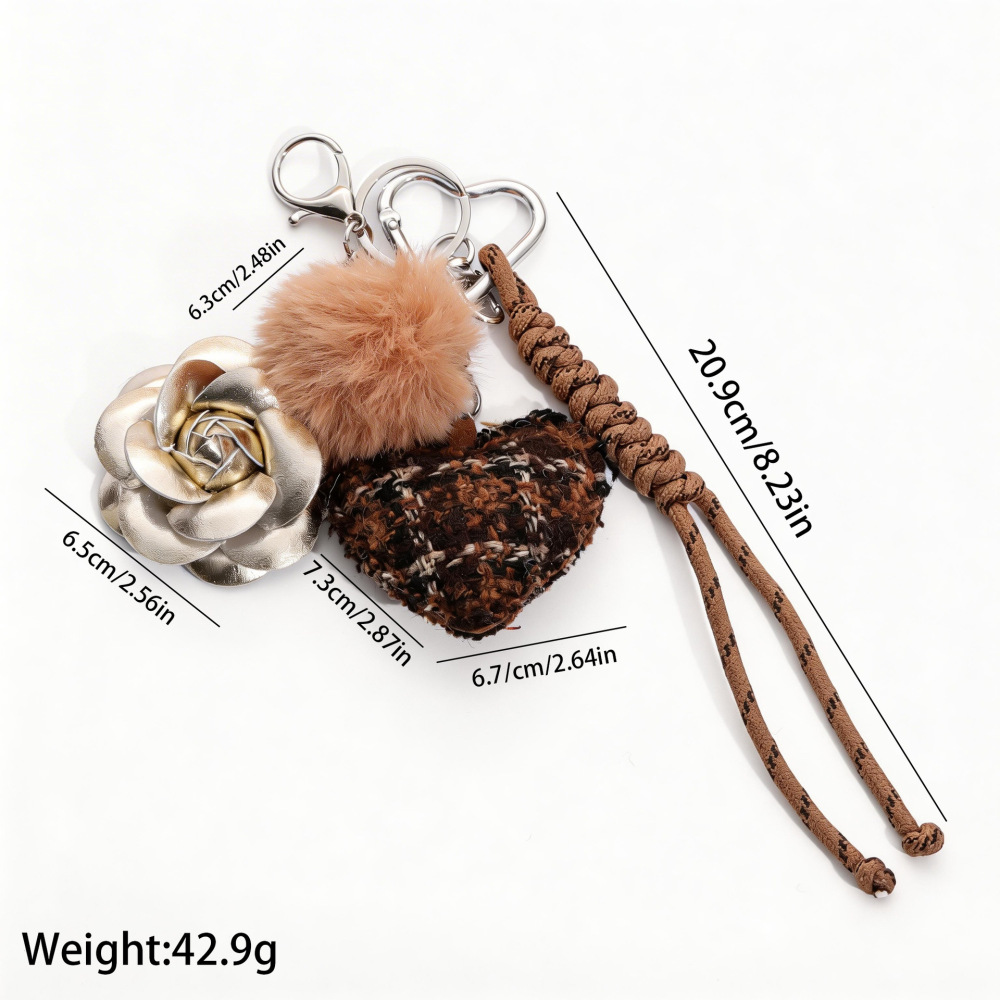Simple Series Elegant Heart Twist Plaid Rose Fabric Bag Charms 