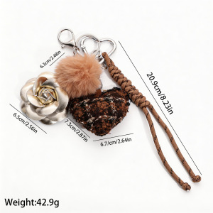 Simple Series Elegant Heart Twist Plaid Rose Fabric Bag Charms h5 
