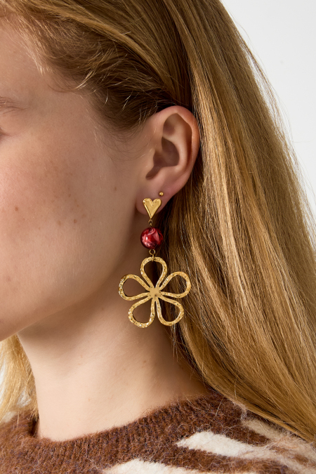Orecchini pendenti in acciaio inossidabile a forma di fiore, serie Daily Simple, gioielli da donna 2