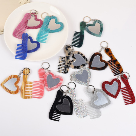 Simple Series Sweet Heart Solid Color Gradient Color Acrylic Keychain