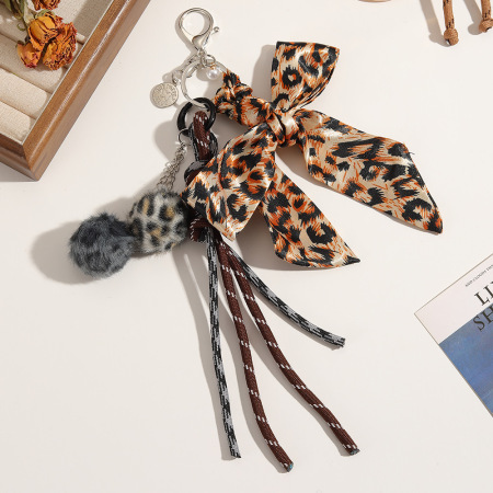 Simple Series Casual Bow Knot Twist Leopard Print Polyester Bag Charms
