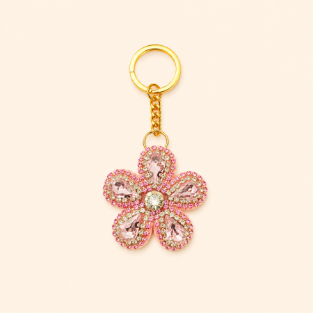 Luxurious Series Daily Flower Mixed Color Alloy Rhinestone Keychain