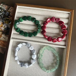 Simple Series Cute Heart Beads Gradient Color Acrylic Women's Beaded Bracelets h5 Picture2