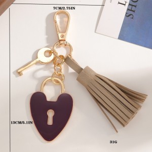 Simple Series Daily Heart Key Tassel Chain Lock Pu Bag Charms h5 