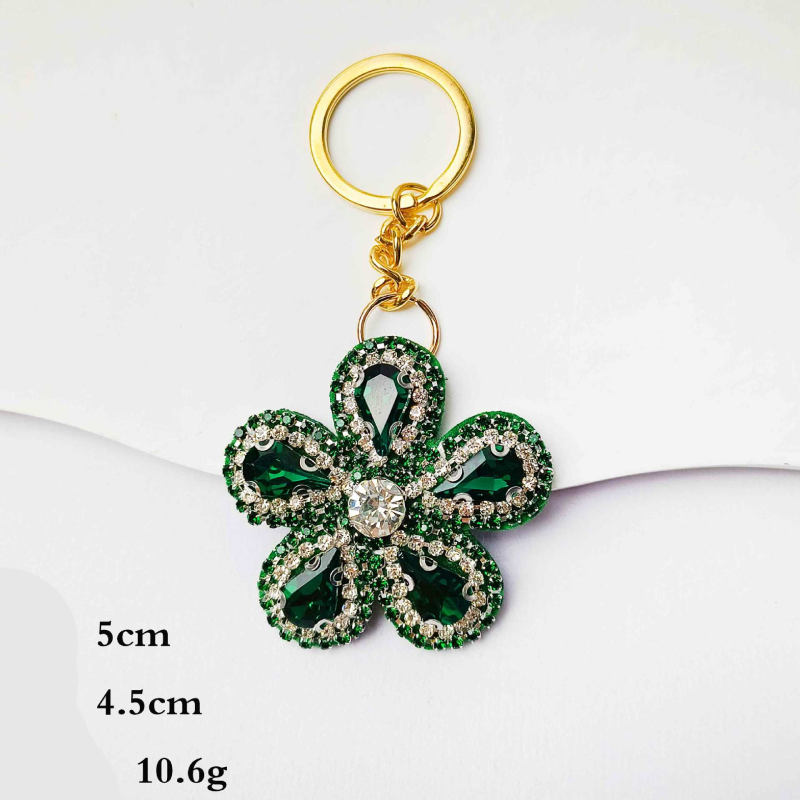 Luxurious Series Daily Flower Mixed Color Alloy Rhinestone Keychain 