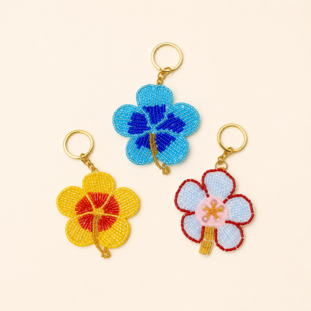 Simple Series Daily Flower Beads Mixed Color Woven Seed Bead Keychain