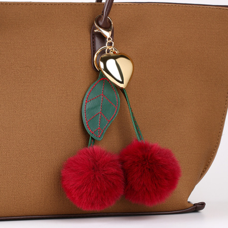 Simple Series Daily Heart Leaf Cherry Pu Rhinestone Bag Charms