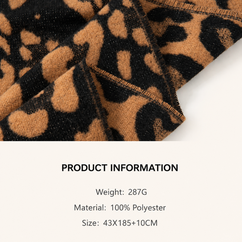 Simple Series Retro Leopard Print Tassel Winter Scarves Picture3
