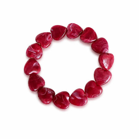Einfache Serie Niedliche Herzperlen Acryl-Armbänder für Damen mit Farbverlauf