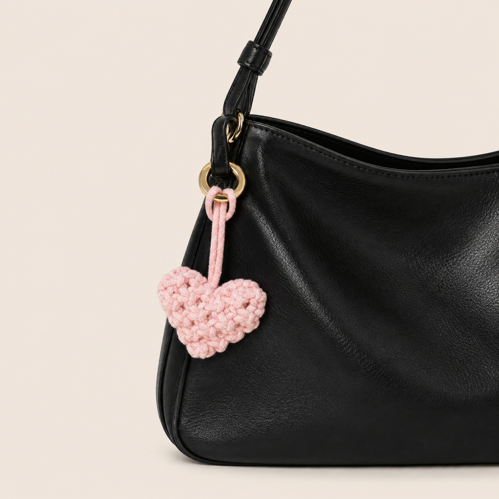 Romantic Series Simple Heart Woven Cotton Bag Charms Picture2