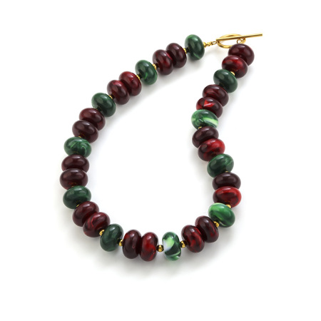 Simple Series Retro Beads Mixed Color Acrylic   Gold Color  Women's Beaded Necklaces