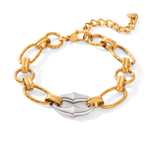 Simple Series Daily Mixed Gold Color And Silver Colors Ellipse Shape Stainless Steel Waterproof Gold Color Women's Chain Bracelets h5