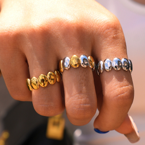 Simple Series Daily Ellipse Shape Stainless Steel Waterproof   Gold Color  Statement Rings h5 Picture4