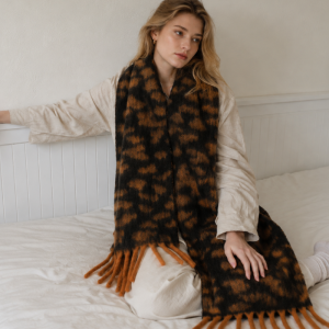 Simple Series Retro Leopard Print Tassel Wool-Polyester Blend Winter Scarves h5 Picture2