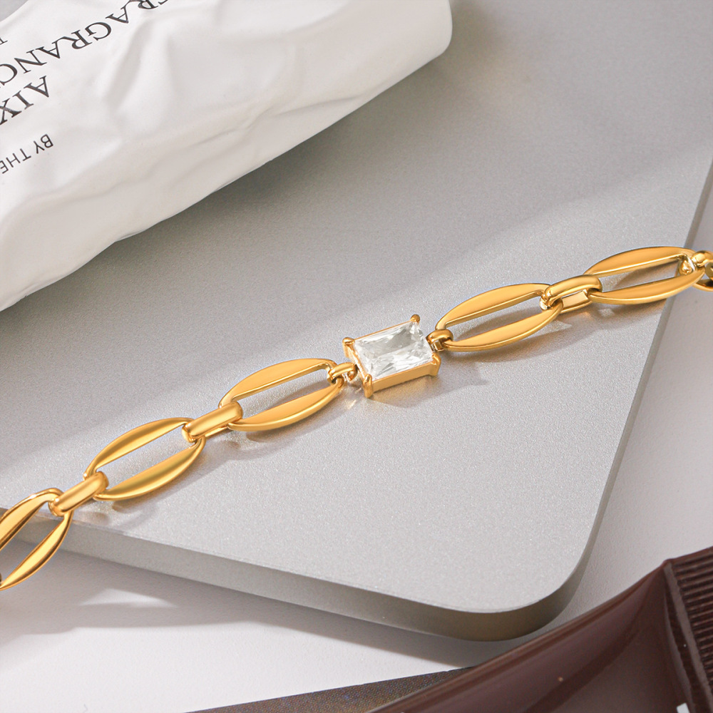 Chain Stainless Steel Waterproof Gold Color Zircon Women's Chain Bracelets Picture5