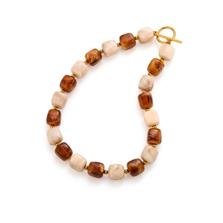 Simple Series Retro Beads Gradient Color Acrylic   Gold Color  Women's Beaded Necklaces
