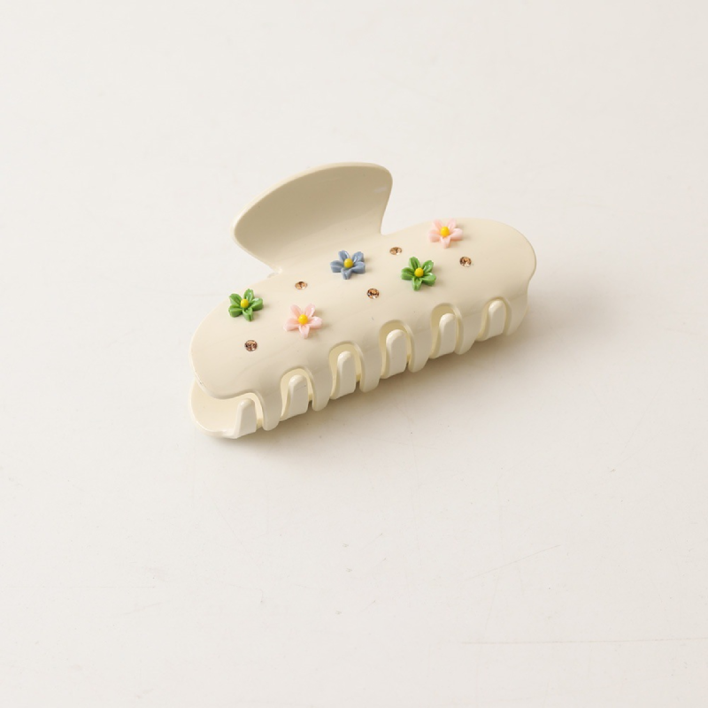 Simple Series Daily Flower Fruit Mixed Color Pvc Rhinestone Hair Claws 