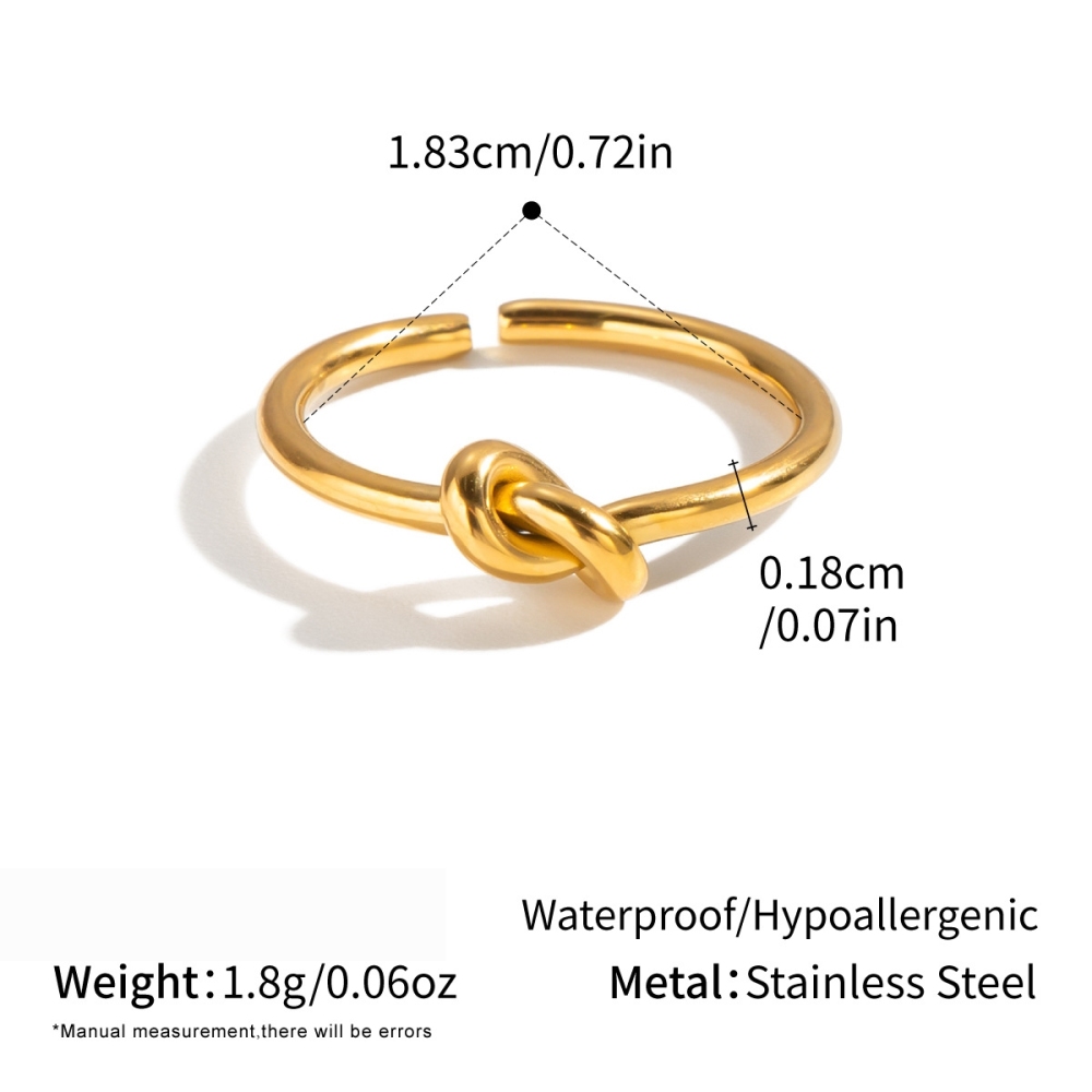 Knot Shape Stainless Steel Waterproof Gold Color Minimalist Rings