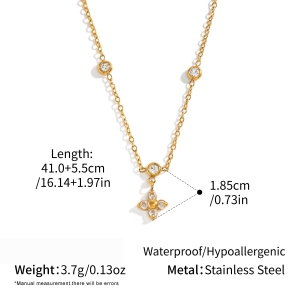Simple Series Simple Clover Stainless Steel Gold Color Zircon Women's Chain Necklaces h5
