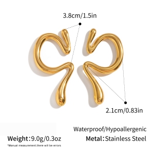 Stainless Steel Waterproof Gold Color Women's Ear Cuffs h5
