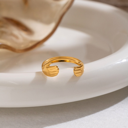 Palm Shape Stainless Steel Waterproof Gold Color Minimalist Rings