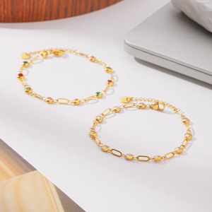 Stainless Steel Waterproof Gold Color Zircon Women's Chain Bracelets h5 Picture5