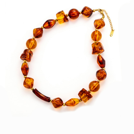 Simple Series Retro Irregular Shape Beads Gradient Color Acrylic Women's Beaded Necklaces
