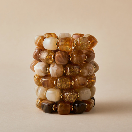 Simple Series Retro Irregular Shape Gradient Color Acrylic Women's Beaded Bracelets