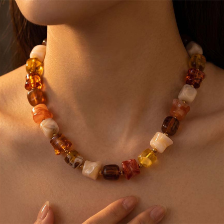 Simple Series Retro Beads Gradient Color Acrylic Women's Beaded Necklaces 2