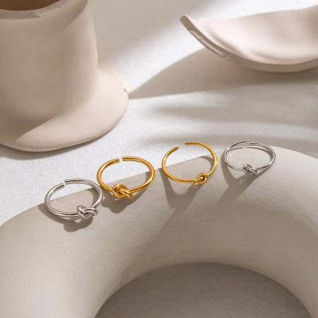 Knoopvormige, waterdichte, goudkleurige, minimalistische ringen van roestvrij staal, waterdicht.