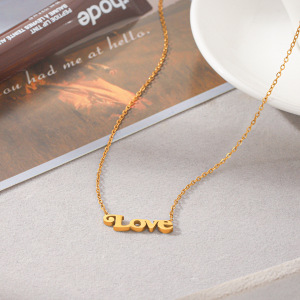 Letter Shape Stainless Steel Waterproof Gold Color Women's Pendant Necklaces h5 Picture3