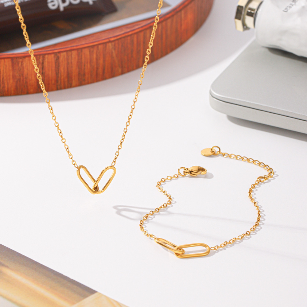 Ellipse Shape Stainless Steel Waterproof Gold Color Women's Pendant Necklaces Picture3