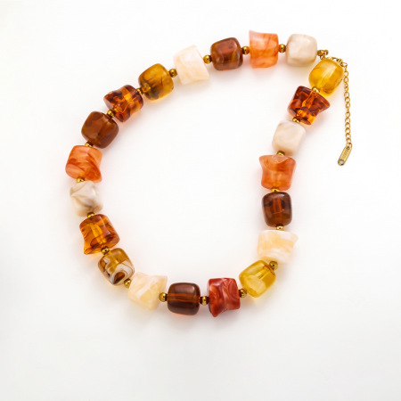 Simple Series Retro Beads Gradient Color Acrylic Women's Beaded Necklaces