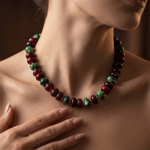 Simple Series Retro Beads Mixed Color Acrylic   Gold Color  Women's Beaded Necklaces h5 Picture2