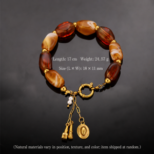 Classic  Elegant  Beads Gradient Color Stainless Steel Waterproof   Gold Color  Natural Stone Women's Beaded Bracelets h5 