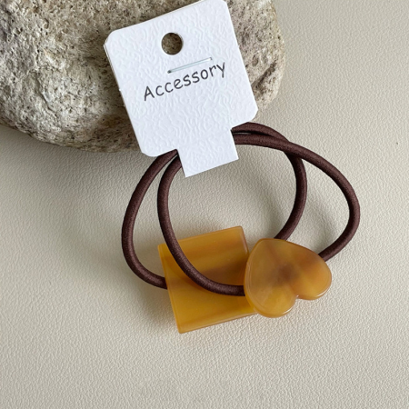 Simple Series Daily Heart Gradient Color Geometric Shape Acetate Hair Ties 2