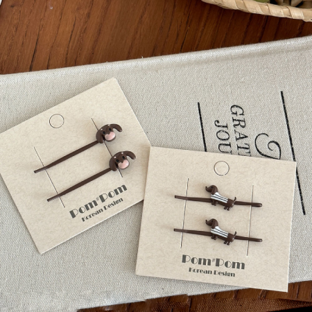 Simple Series Cute Animal Dachshund Alloy Hair Clips 2