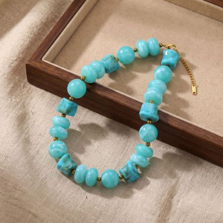Simple Series Retro Beads Gradient Color Acrylic Women's Beaded Necklaces