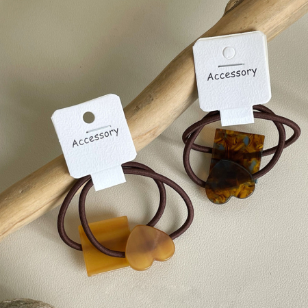 Simple Series Daily Heart Gradient Color Geometric Shape Acetate Hair Ties